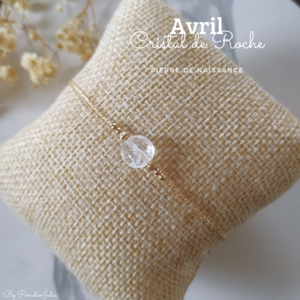 pierre de naissance du mois d'avril Cristal de roche gold filled